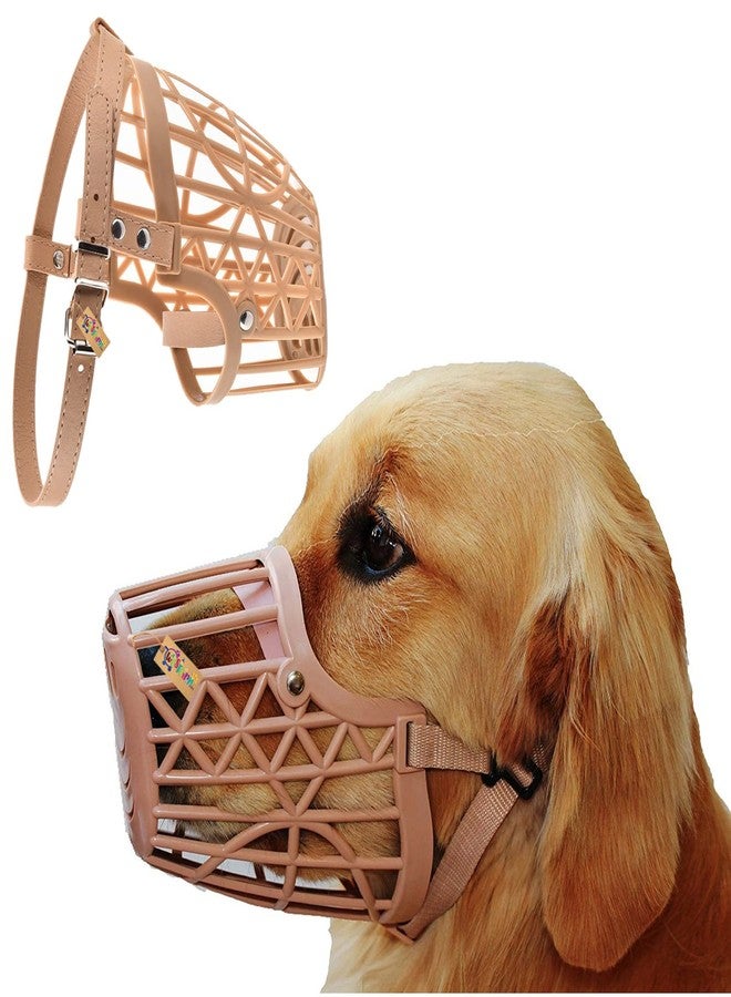 Western Era Adjustable Strap Muzzle Cum Basket Cage Cum Mouth Cover Cum Pet Safety Collar for Dog/Puppy. (Beige, Small) - Image 1